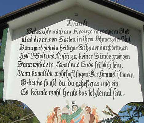 Bild mit Fegefeur vom Feldkreuz nahe Buchenberg Bergstation.