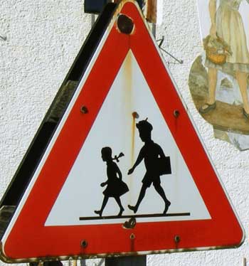 Verkehrszeichen: Achtung Kinder (ca. 1950)