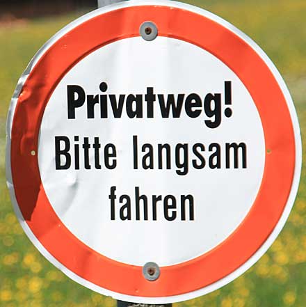 Verkehrszeichen: Privatweg - Grünenbach 2009