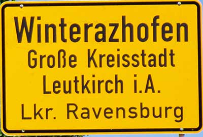 Ortsschild Winteratzhofen - Winteratzhofen ist Ortsteil von Leutkich