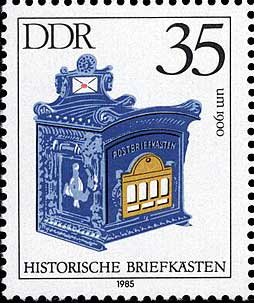 Blauer Briefkasten - historisch - um 1900 - Weiler - Gasthaus Hotel "Zur Post"