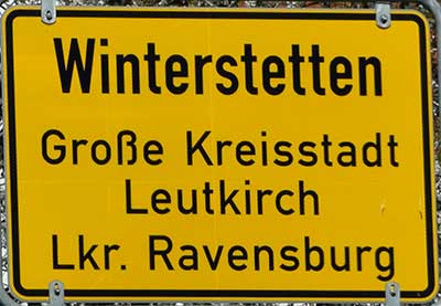 Ortsschild Winterstetten - Winterstetten ist Ortsteil von Leutkich