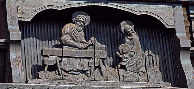  Arbeits Fleiss - Gottes Preis - geschnitzter Balkofiguren mir Maria und dem Kind Jesu