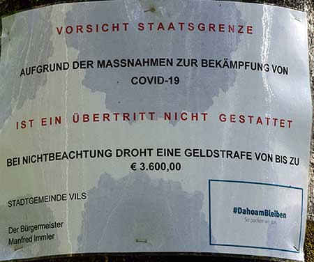 #DahoamBleiben - Grenzübertritt nich gestattet - Tirol 3600€ Strafe