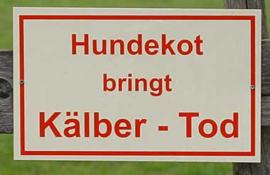 Schild: Hundekot bringt Kälber Tod - Eglofs 2008