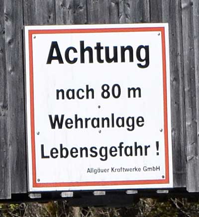 Bad Hindelang - Hinterstein - 80 m vor dem Wehr eine Warnung - sehr kurz!