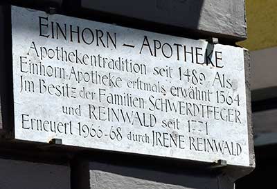 Die Einhornapoheke in Memmingen gibt es seit 1489 